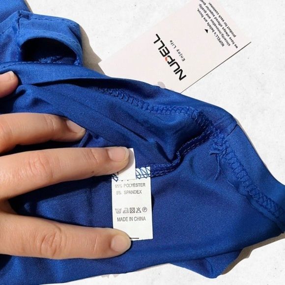 Nupell Tank Top Blue Crop Top Extra Light Woman Size‎ M Round Neck Thick Straps - Picture 3 of 6